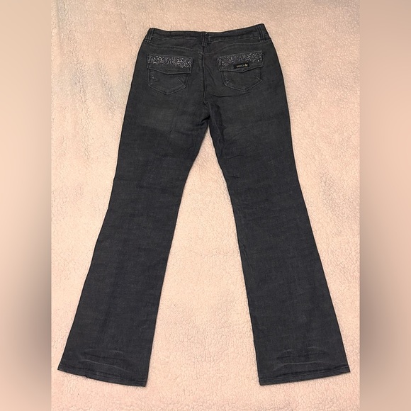 Sasson Black Embellished Embroidered pockets Bootcut Boogie jeans size 6 - Picture 3 of 9